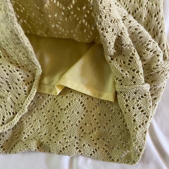 Vtg Y2K 2000s Dusty Yellow Crochet Baby Doll Blouse Sz M Boho COttagecore - Picture 4 of 8